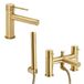 Hudson Reed robinet de lavabo et mitigeur de bain-douche avec douchette - Satin or moderne