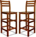 Acacia Tabourets de bar avec dossier - Set de 2 - Bois - Brun