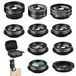 11 in 1 mobiele telefoon camera lens kit groothoek lens & macro lens fisheye lens +telelens CPL/stroom/radiaal/ster/zachte filter+caleidoscoop lens compatibel voor iPhone Samsung Sony en de meeste