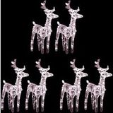 vidaXL 6x Rennes de Noël 240 LED Blanc Chaud Acrylique Décoration de Fête Jardin Extérieur