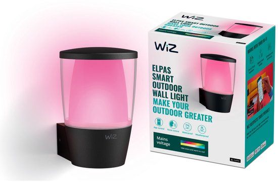 WiZ Elpas - Slimme LED Buiten Wandlamp - Kleur & Wit Licht - Zwart