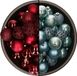 Bellatio Decorations Kerstballen mix - 74-delig - ijsblauw en donkerrood - 6 cm - kunststof