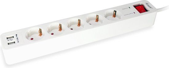 Equip 245554 - Bureau Stekkerdoos - 5 stopcontacten - 2 USB - Wit