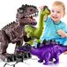 Jouets dinosaures - Dino à roulettes avec lumière et son - Lot de 3 - Tyrannosaure, Brachiosaure, Stégosaure