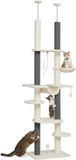 PawHut Kratzbaum-Spanplatte, Polyester-60L x 44B x 225-255H cm-Weiß