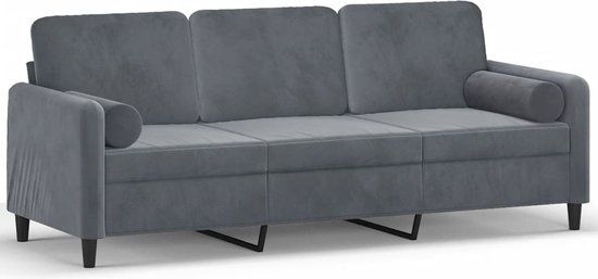 vidaXL Driezitsbank met sierkussens 180 cm fluweel donkergrijs