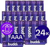 Buddi Oplaadbare AAA Batterijen | 24 Stuks | 1.200 mAh | Geschikt voor o.a. afstandsbedieningen, zaklamp, draadloze muizen | AAA Batterij