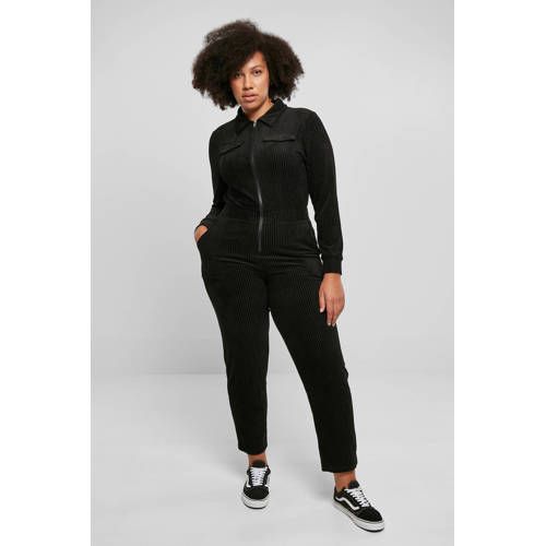 Urban Classics Curvy Corduroy Jumpsuit - Black