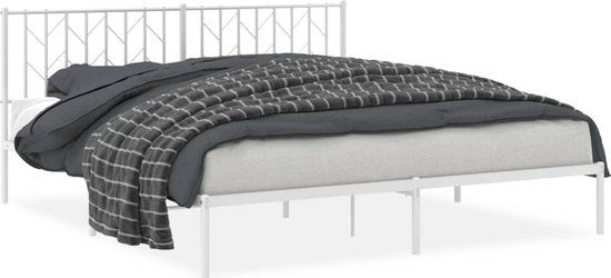 VidaXL Bedframe Metaal met Hoofdbord Wit 183x213 cm