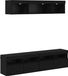 vidaXL Meuble TV avec éclairage LED, 5 pièces, noir aspect chêne