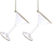 Merkloos / Sans marque Kaemingk B.V. Cocktailglas kerstversiering - 3x - transparant - glas - 10 cm - hangdecoratie