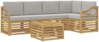 vidaXL Loungebank set 6-delig Wit en Lichtgrijs Polyester