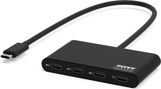 PORT Designs Port Connect USB-C Hub - 4x USB-C Poorten - 100W PD - Zwart