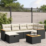 Maison Exclusive - Ensemble de meubles de jardin 7 pièces avec canapé et coussins, noir, en polyrotin