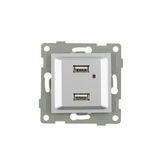 Dubbele USB-inbouwdoos: dubbele USB-aansluiting, 5 V, 2,1 A, titanium afwerking, duurzame en moderne materialen, eenvoudige installatie