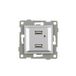 Dubbele USB-inbouwdoos: dubbele USB-aansluiting, 5 V, 2,1 A, titanium afwerking, duurzame en moderne materialen, eenvoudige installatie
