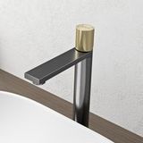 Doporro Fino-01h Mitigeur vasque robinet de lavabo salle de bain en acier inoxydable 304 gris double commande eau chaude et froide 28,9 cm