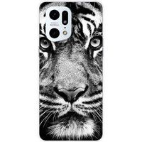 Oppo Bedrukt siliconen hoesje compatibel met Tigre blanc et noir