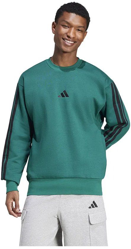 Adidas Essentials 3 Stripes Fleece Sweatshirt Groen S Man