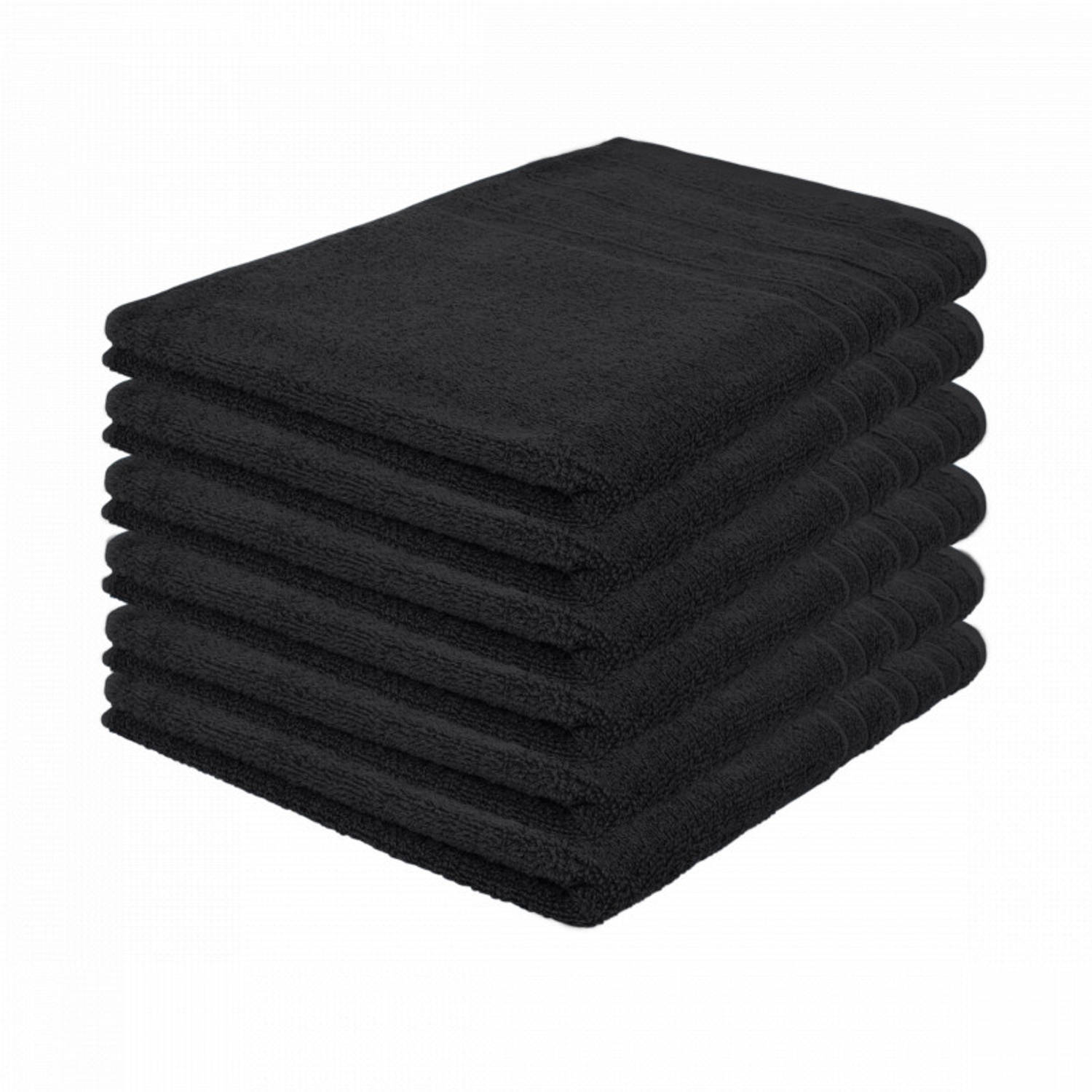 Pure4u Luxe Hotel Handdoek - Zwart - 6 stuks - 50x100cm - 550 g/m2