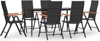 vidaXL 7-delige Tuinset poly rattan zwart en bruin