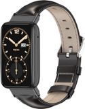 By Qubix Qubix Echt Leren Bandje Zwart met Zwarte Aansluiting voor Xiaomi Smart Band 7 Pro / Mi Band 7 Pro