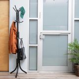 Mind Reader Staande metalen kapstok hoedenhanger 11 haken voor jas, tas, sjaal, parapluboomstandaard, zwart