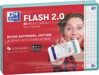 Oxford Flash 2.0 - Flashcards - Geruit 5mm - A6 - Mint Groene rand - 80 stuks