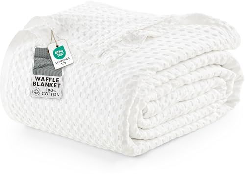 Utopia Bedding Katoenen Wafeldeken 300 GSM Wit 228x182 cm