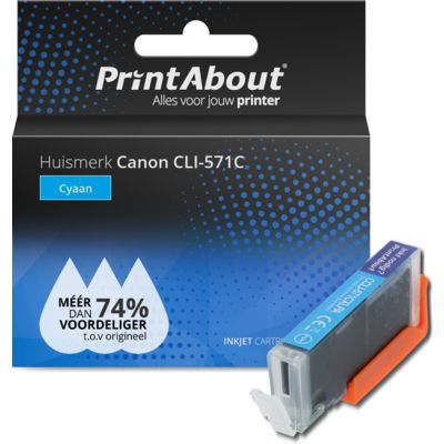 PrintAbout Huismerk | Canon CLI-571C Cyaan | Compatibel