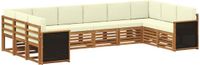 vidaXL - Hoek loungeset - Acacia hout - Natuurlijk en crème