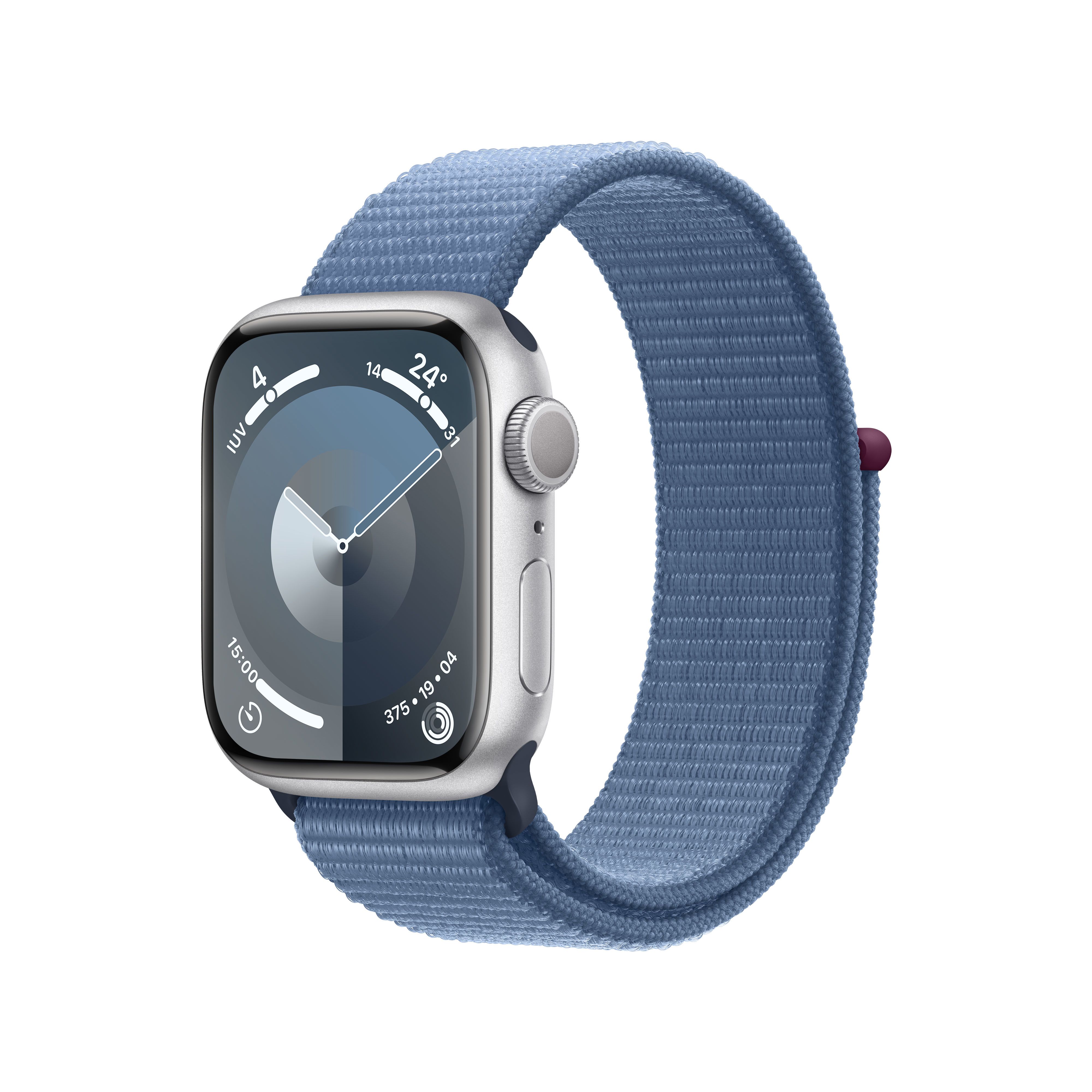 Apple Watch Series 9 41mm Silver Aluminum Case with Winter Blue Sport Loop