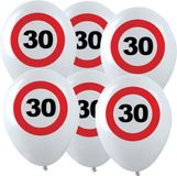 Merkloos / Sans marque Espa Nv Verjaardagfeest leeftijd ballon - 30 jaar - 12x stuks - thema leeftijd stopbord