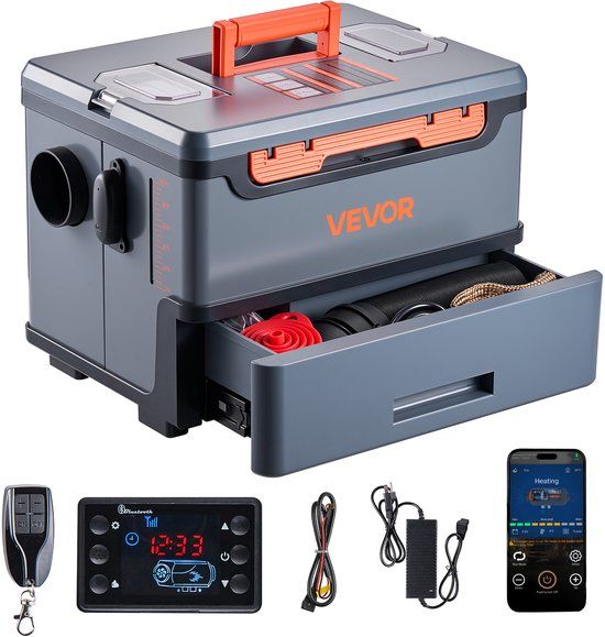 VEVOR Dieselverwarming 8 kW DC 12 V/24 V, draagbare alles-in-één dieselluchtverwarmer met Bluetooth-bediening, afstandsbediening en LCD-scherm, 5 L brandstoftank voor vrachtwagens en campers