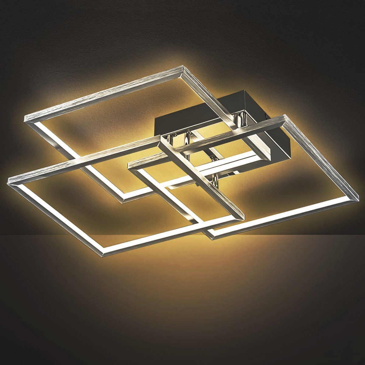 Proventa Frame LED Plafonniere 48 cm voor woonkamer - Warm wit licht - 3 lichtpunten - Vierkant