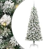 vidaXL Kunstmatige Hinged Kerstboom 300 LED's Groen en Wit 210 cm