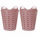 Excellent Houseware Panier à linge flexible - 2x - vieux rose - 60 litres - plastique - 47 x 50 cm