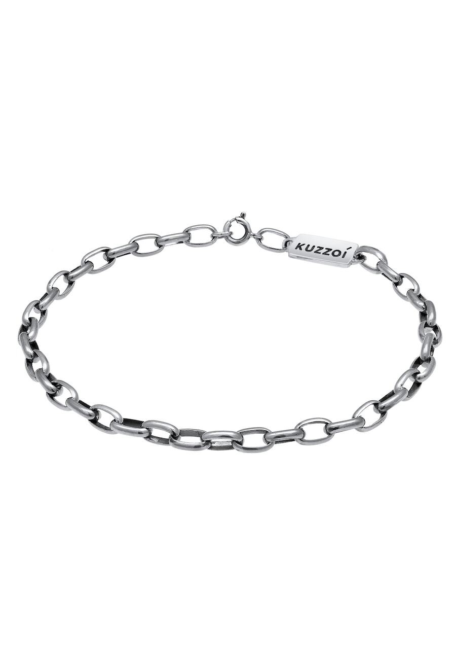 KUZZOI KUZZOI KUZZOI Armband Heren Armband Ovaal Massief Basic van 925 Sterling Zilver Mannen sieraden