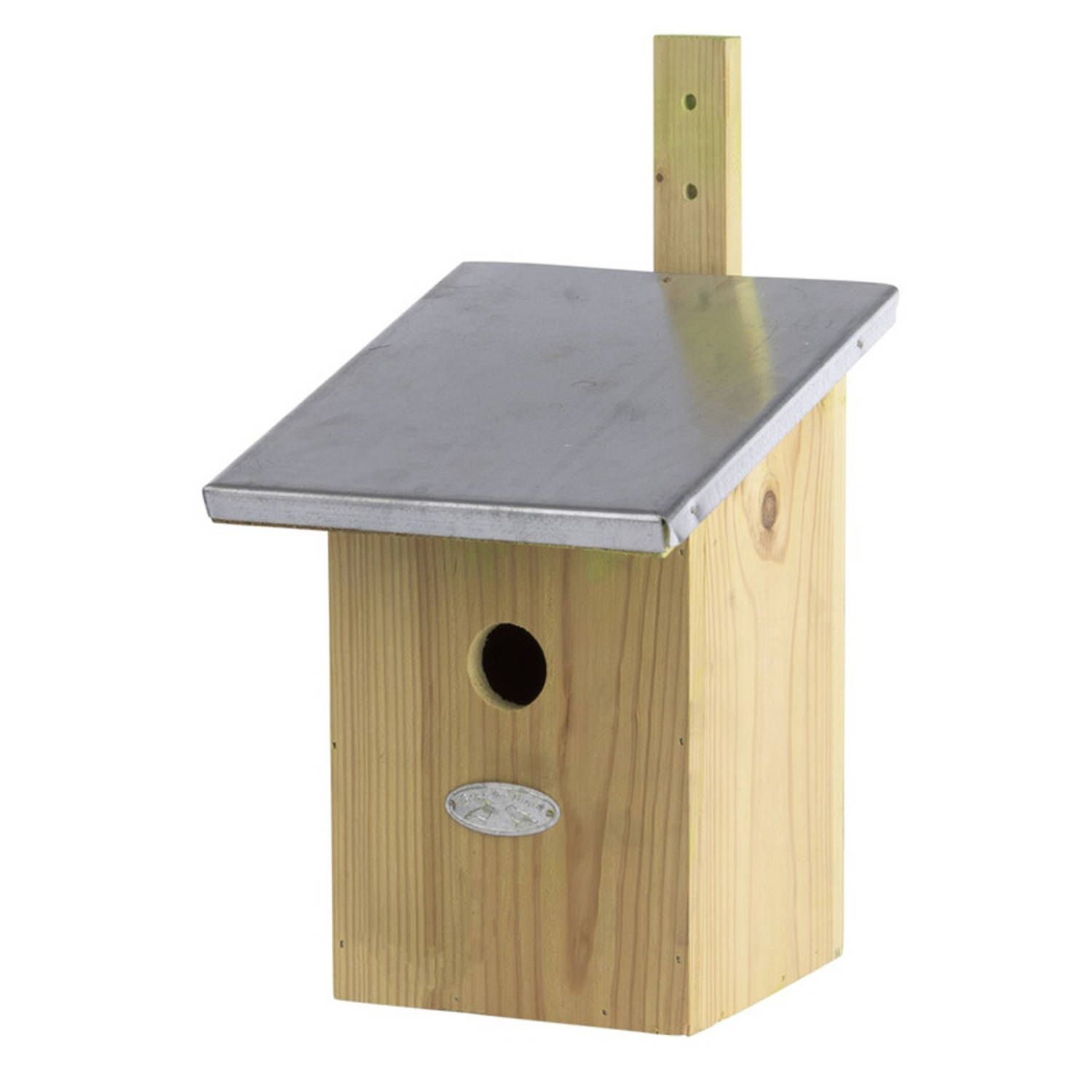 Houten vogelhuisje/nesthuisje 33 cm met zinken dak - Bruin