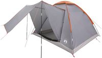 vidaXL Tunneltent 4-persoons Grijs/Oranje Polyester/Glasvezel