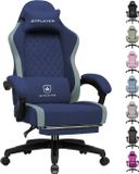 GTPLAYER - Gaming Stoel - Ergonomisch met Ademende Stof en Voetensteun - Blauw