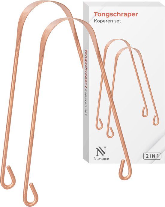 Nuvance Tongschraper Koper - 2 in 1 Set