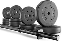 Trex Sport TX-028SF – Lange Halterset – Met 150 cm Stang – Bitumen Gewichten – Bodybuilding – Voor Thuisgym – 28 kg Totaal