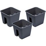 Prosperplast Geländertopf Ratolla Railing, 3er Set, Rattanlook, Anthracite