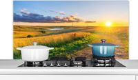 KitchenYeah Spatscherm keuken 120x60 cm - Kookplaat achterwand Zon - Natuur - Landschap - Muurbeschermer - Spatwand fornuis - Hoogwaardig aluminium