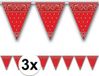 Merkloos / Sans marque Shoppartners Bv Boeren zakdoek vlaggenlijn - 3x - 366 cm - Cowboy western thema feestversiering - rood