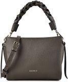 Coccinelle Leren schoudertas Boheme Grana Double Crossbody Double Grainy Leather Fango / Honey donkergroen
