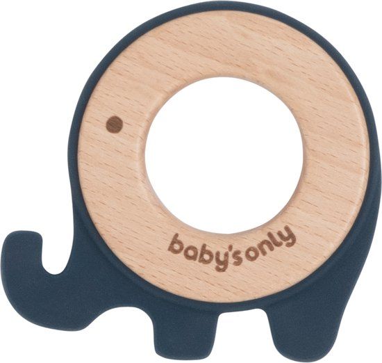 Baby's Only Houten Bijtring Olifant - Vintage Blue