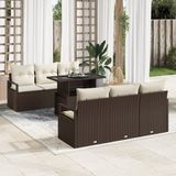 vidaXL Salon de jardin 7 pièces marron et crème