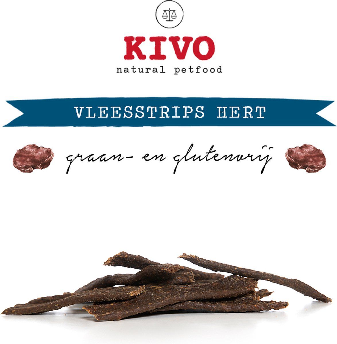 Kivo Petfood - Hondensnack Vleesstrips Hert 2x 200 gram - Graanvrij en Glutenvrij